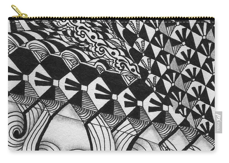 Zentangle Zip Pouch featuring the drawing Boze Study by Jan Steinle