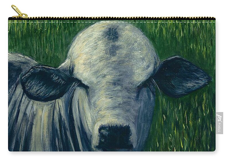 #brahma #brahman #cows #animals #livestock Zip Pouch featuring the painting Brahma Bull by Allison Constantino