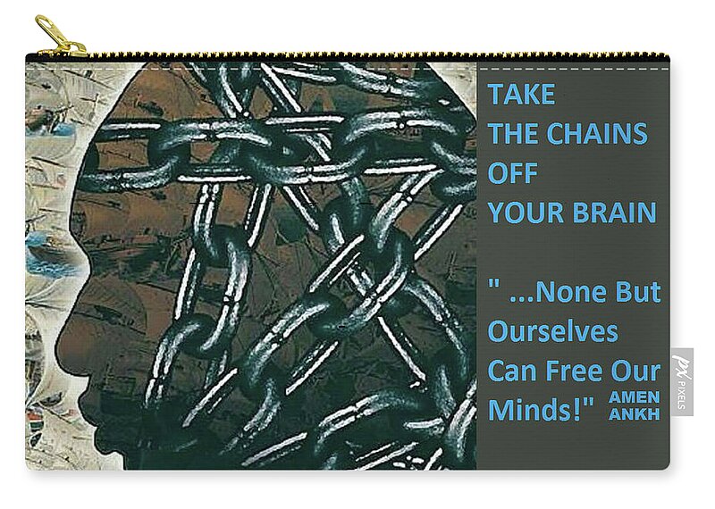 Brain Chain Mental Health Zip Pouch featuring the digital art Brain Chains by Adenike AmenRa