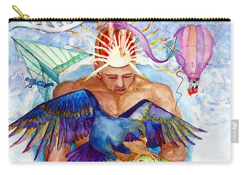 Brain Child Zip Pouch featuring the painting Brain Child by Melinda Dare Benfield