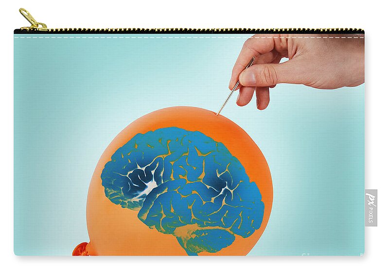 Inflated Balloon Zip Pouch featuring the photograph Brain Tension, Conceptual by Mary Martin