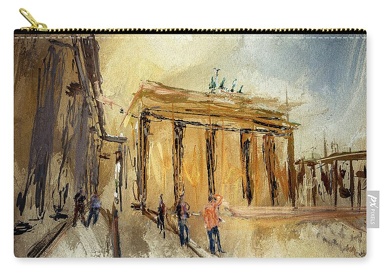 Brigitte Harper Zip Pouch featuring the painting Brandenburg Gate by Brigitte Harper
