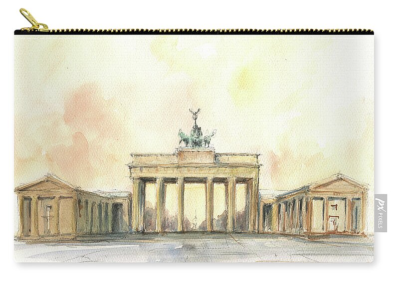 Berlin Zip Pouch featuring the painting Brandenburger tor, berlin by Juan Bosco