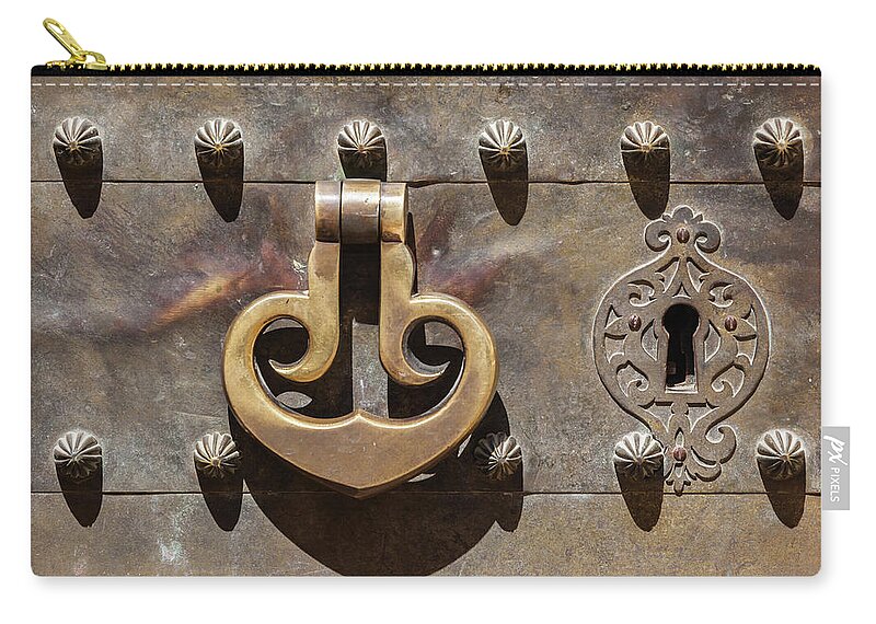 Castle Carry-all Pouch featuring the photograph Brass Castle Knocker by David Letts