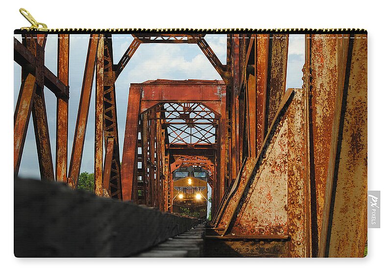 Union Pacific Zip Pouch featuring the photograph Brazos River Railroad Bridge by Nathan Little