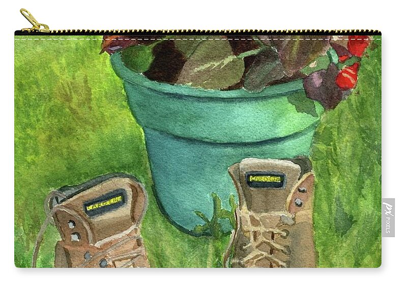 Flowers Zip Pouch featuring the painting Break time by Lynne Reichhart