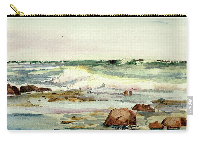 Visco Zip Pouch featuring the painting Breaking Seas by P Anthony Visco
