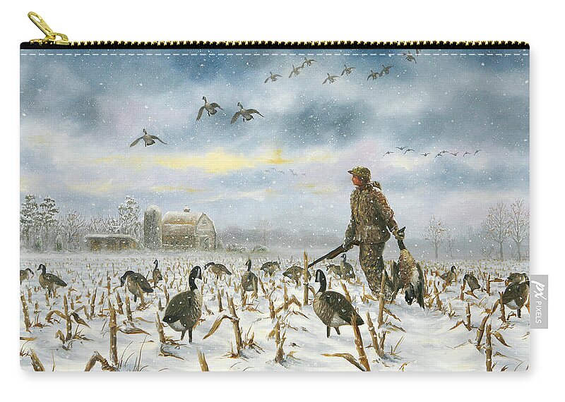 Hunter Zip Pouch featuring the painting Breaking Storm by Guy Crittenden