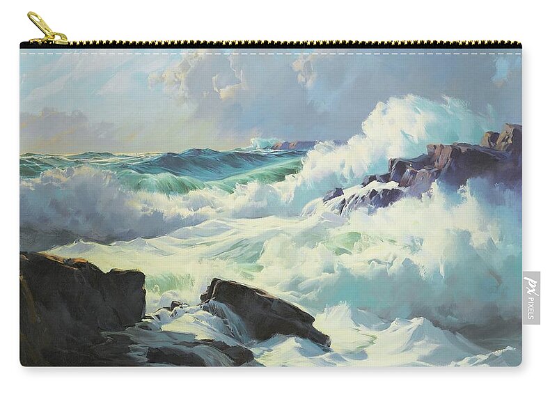 Frederick Judd Waugh 1861 - 1940 Breaking Surf Carry-all Pouch featuring the painting Breaking Surf by Frederick Judd Waugh