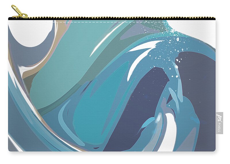 Abstract Zip Pouch featuring the digital art Breaking Waves by Gina Harrison