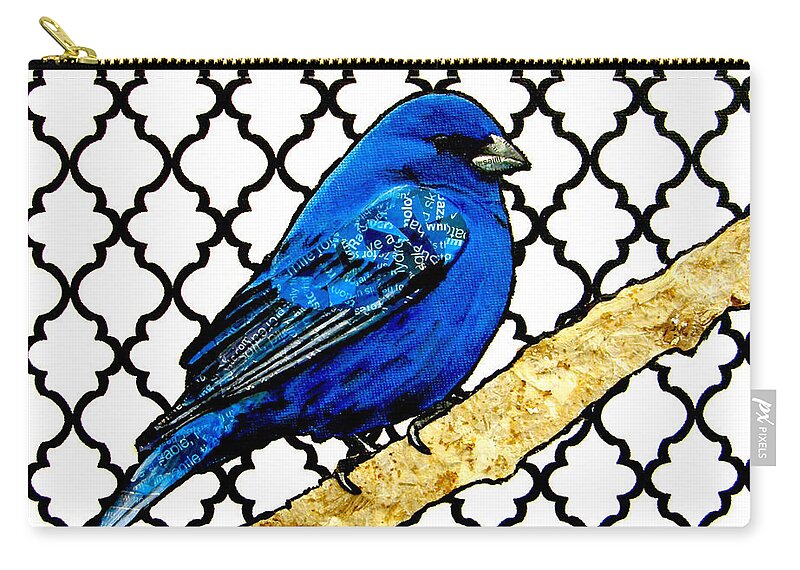 Blue Bird Zip Pouch featuring the painting Brian by Jacqueline Bevan