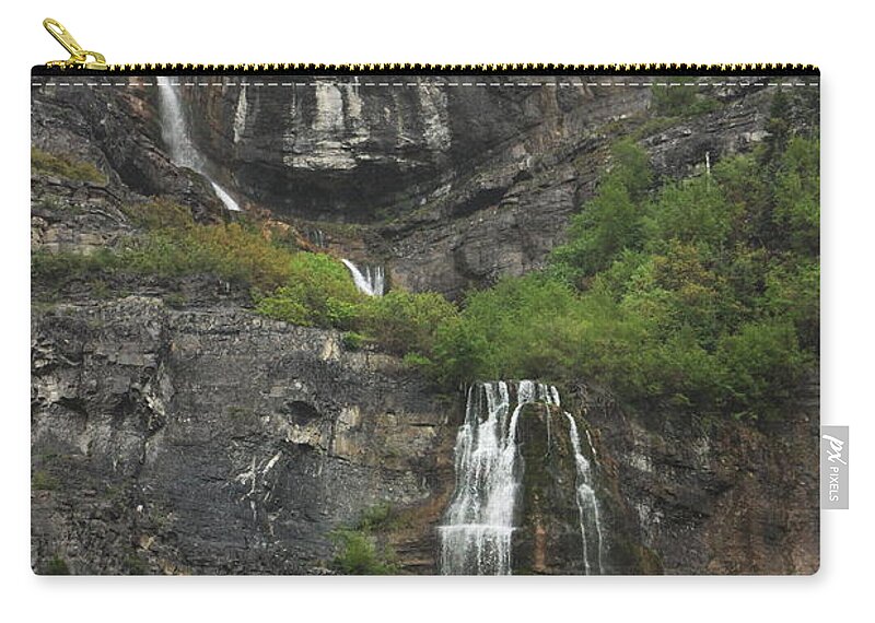Bridal Veil Falls Zip Pouch featuring the photograph Bridal Veil Falls Provo Canyon Utah Fine Art Photograph by Colleen Cornelius