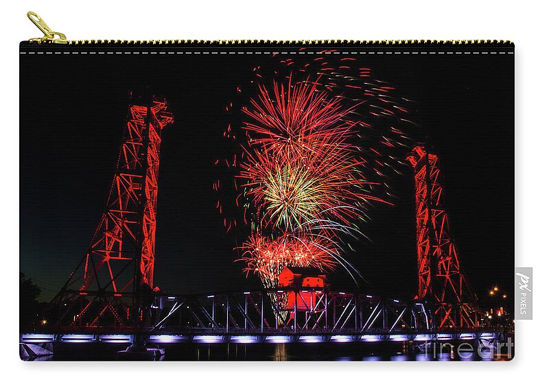 Fireworks Zip Pouch featuring the photograph Bridge 13 in Welland by JT Lewis