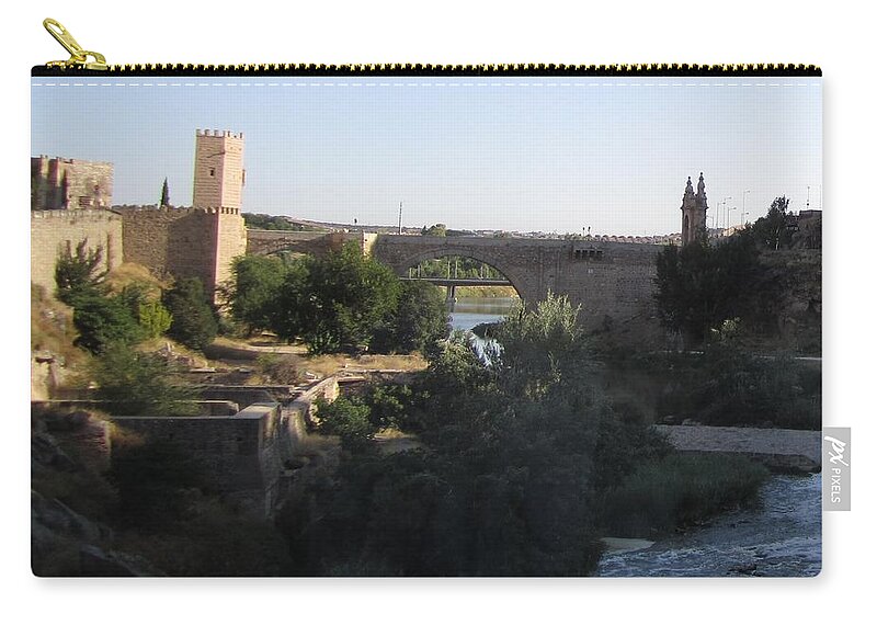 Toledo Zip Pouch featuring the photograph Bridge Across Toledo by John Shiron