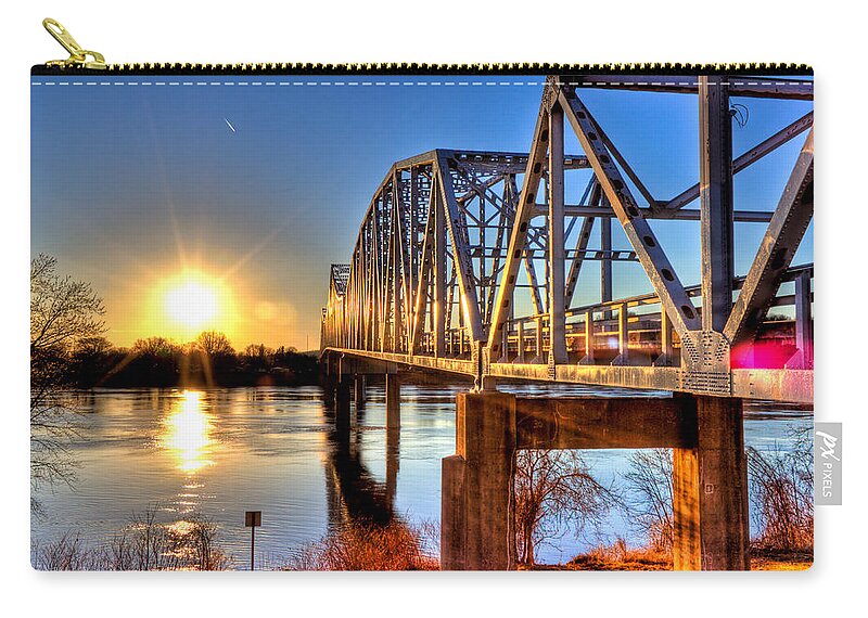 Bridge Zip Pouch featuring the photograph Bridge at Sunset by Jonny D