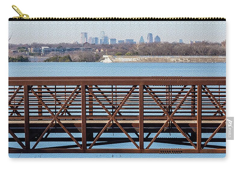 Dallas Zip Pouch featuring the mixed media Bridge At White Rock by Jennifer White