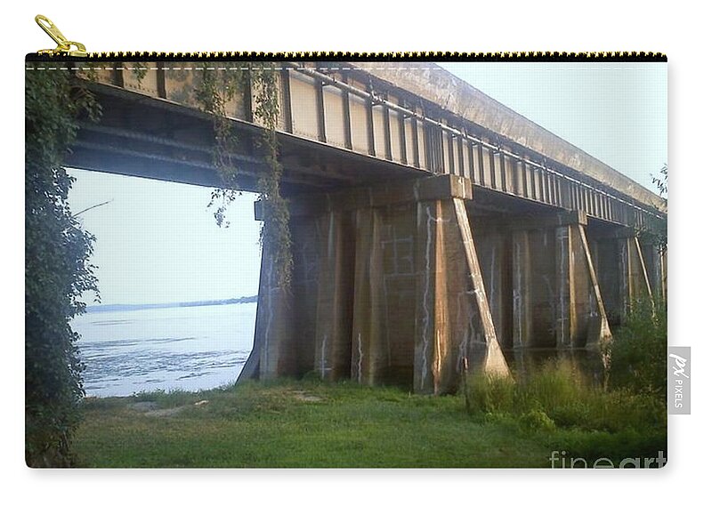 Bridge Zip Pouch featuring the photograph Bridge in Leesylvania Park VA by Jimmy Clark