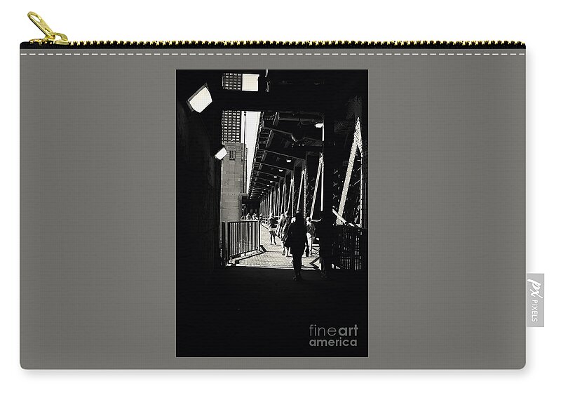 Chicago Zip Pouch featuring the photograph Bridge - Lower Lake Shore Drive at Navy Pier Chicago. by Frank J Casella