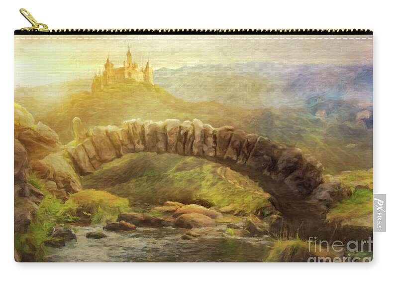 Landscape Zip Pouch featuring the painting Bridge of Dreams by Sarah Kirk by Esoterica Art Agency
