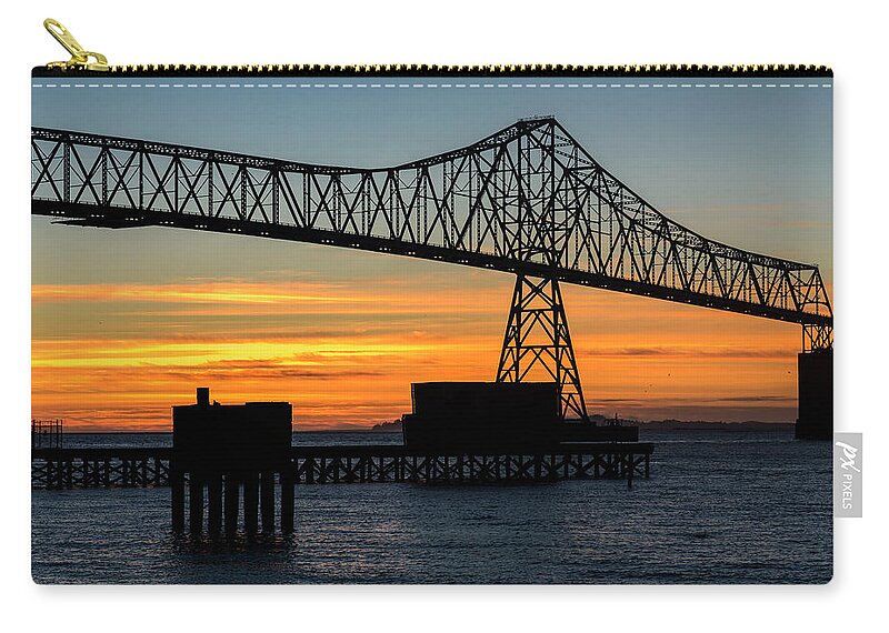 Astoria Zip Pouch featuring the photograph Bridge Sunset Silhouette by Robert Potts