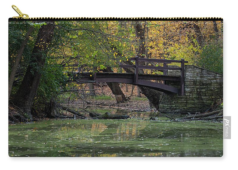 Salt Creek Bridge Zip Pouch featuring the photograph Old Stone Bridge by Timothy Johnson