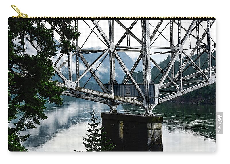Bridge To A Primeval Past Zip Pouch featuring the photograph Bridge to a Primeval Past by Tom Cochran