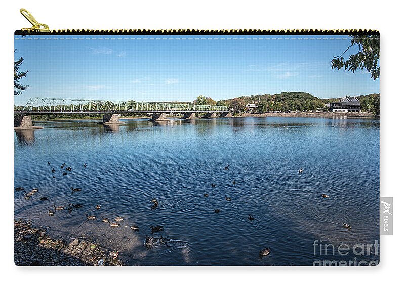 Lambertville Zip Pouch featuring the photograph Bridge To Lamberville by Judy Wolinsky