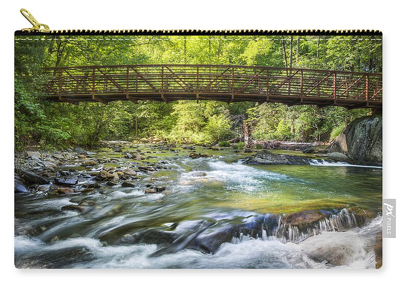 Appalachia Zip Pouch featuring the photograph Bridge to Tranquility by Debra and Dave Vanderlaan