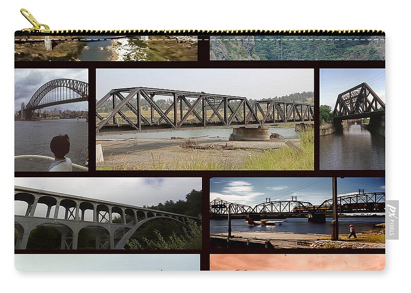 Bridges Zip Pouch featuring the digital art Bridges by Cathy Anderson