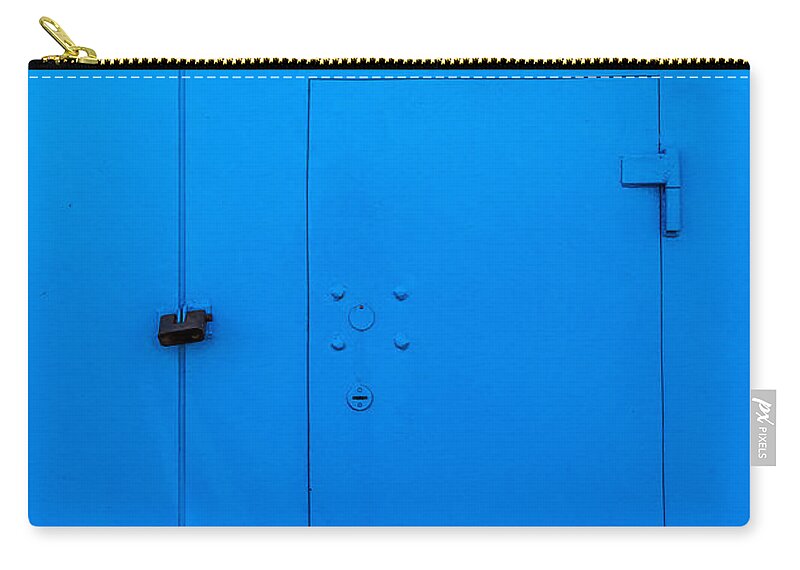 Bar Zip Pouch featuring the photograph Bright Blue Locked Door and Padlock by John Williams