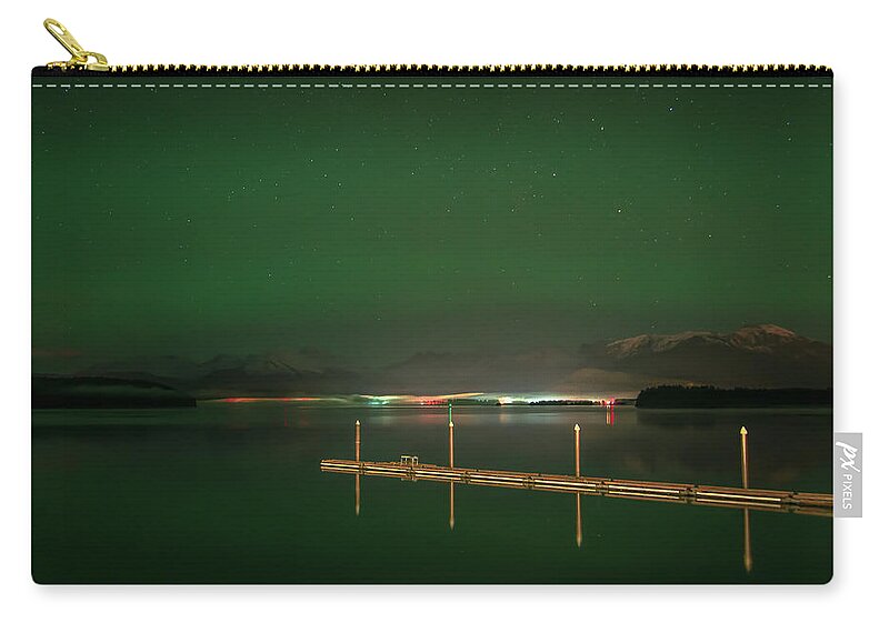 Northern Lights Carry-all Pouch featuring the photograph Bright Dock, Dim Lights by David Kirby