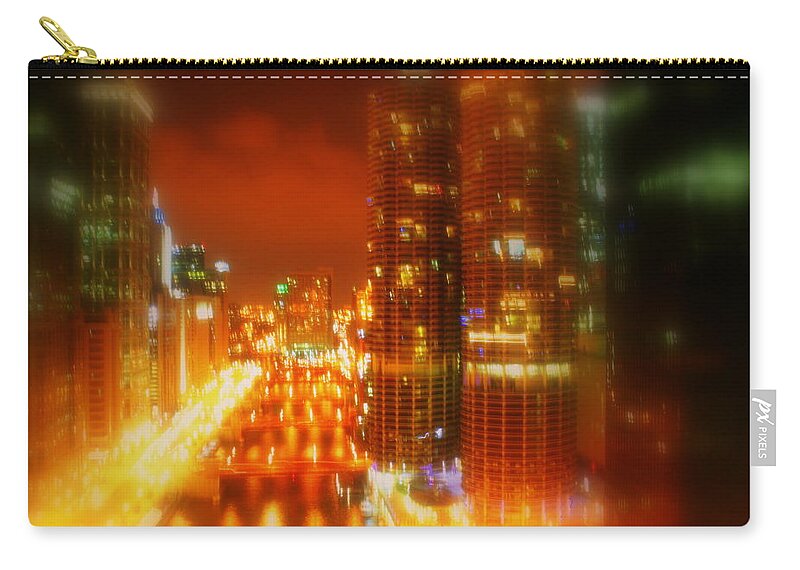 Cityscape Zip Pouch featuring the photograph Bright Lights of Uptown by Julie Lueders 