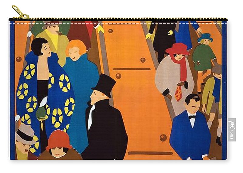 London Zip Pouch featuring the painting Brightest London is best reached by Underground, subway poster, 1924 by Vincent Monozlay