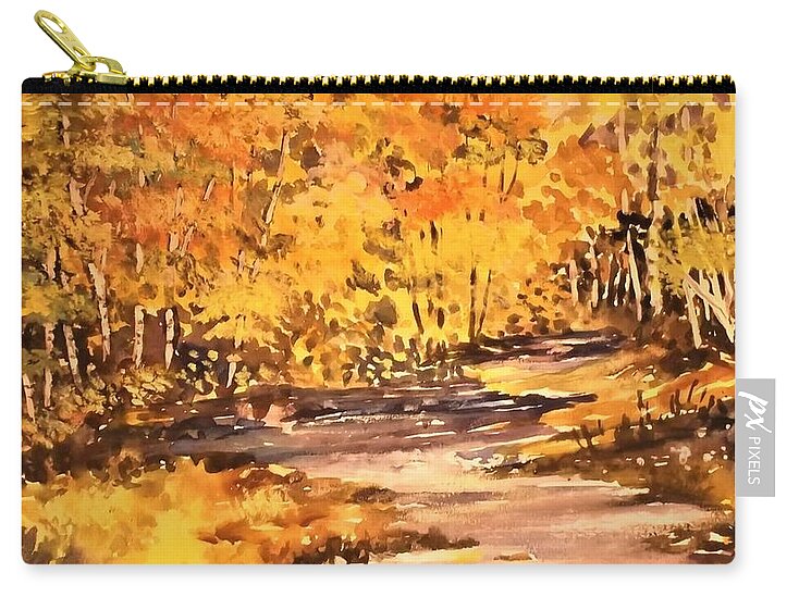 Trees Zip Pouch featuring the painting Brilliant Cluster of Autumn by Al Brown