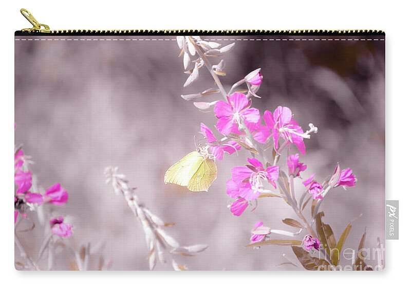 Animal Zip Pouch featuring the photograph Brimstone butterfly by Amanda Mohler