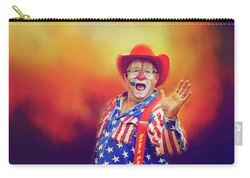 Rodeo Zip Pouch featuring the photograph Bringing Fun to the Rodeo Greek Ellick Jr. by Toni Hopper