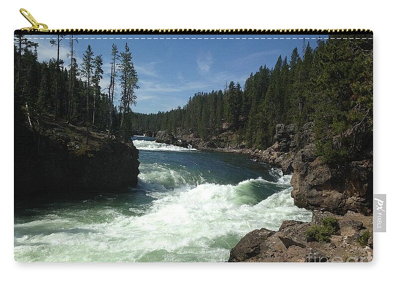 River Zip Pouch featuring the photograph Brink at Yellowstone River by Jeff Hubbard