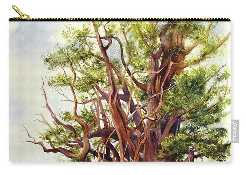 Landscape Zip Pouch featuring the painting Bristle Cone Pine by Bonnie Rinier
