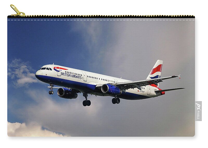 British Airways Zip Pouch featuring the photograph British Airways Airbus A321-231 by Smart Aviation