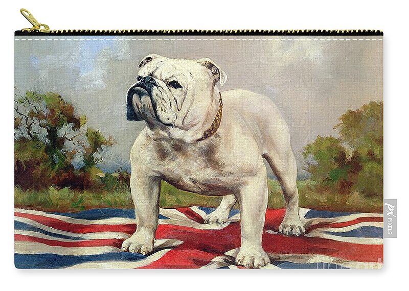 Union Jack Zip Pouch featuring the painting British Bulldog by English School