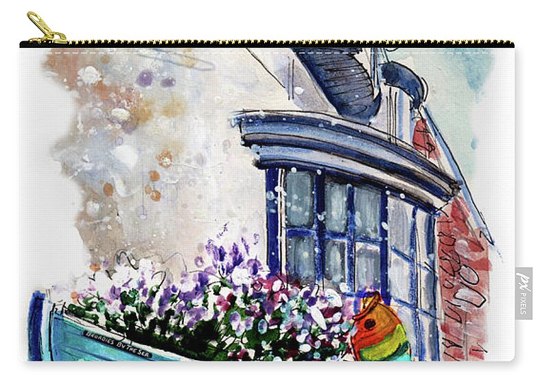 Travel Zip Pouch featuring the pastel Broadies By The Sea In Staithes by Miki De Goodaboom