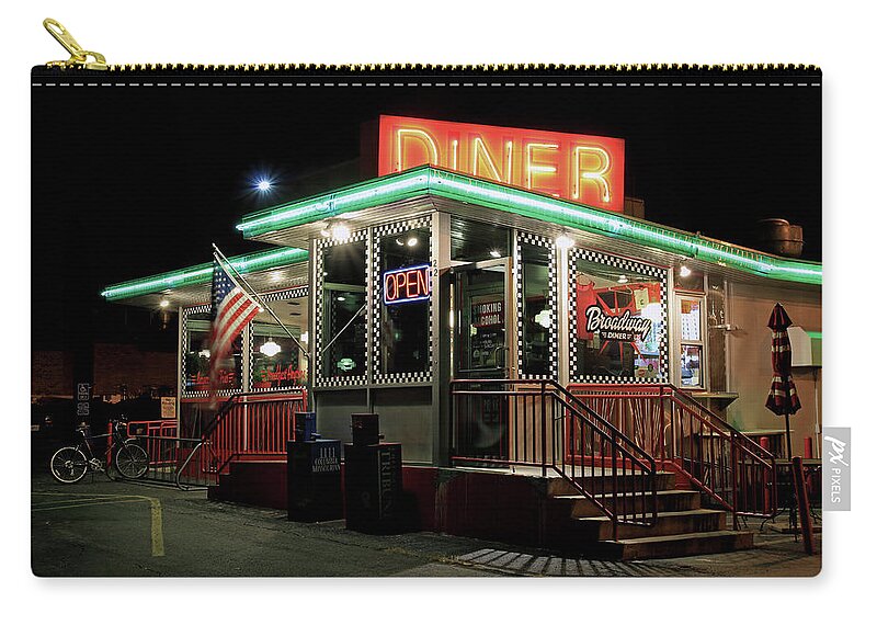 Cafe Zip Pouch featuring the photograph Broadway Diner by Christopher McKenzie