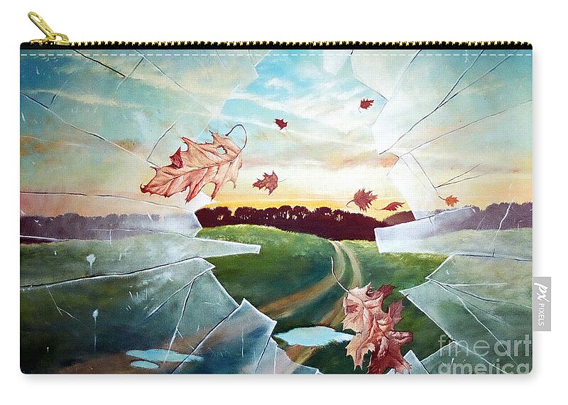 Window Carry-all Pouch featuring the painting Broken Pane by Christopher Shellhammer