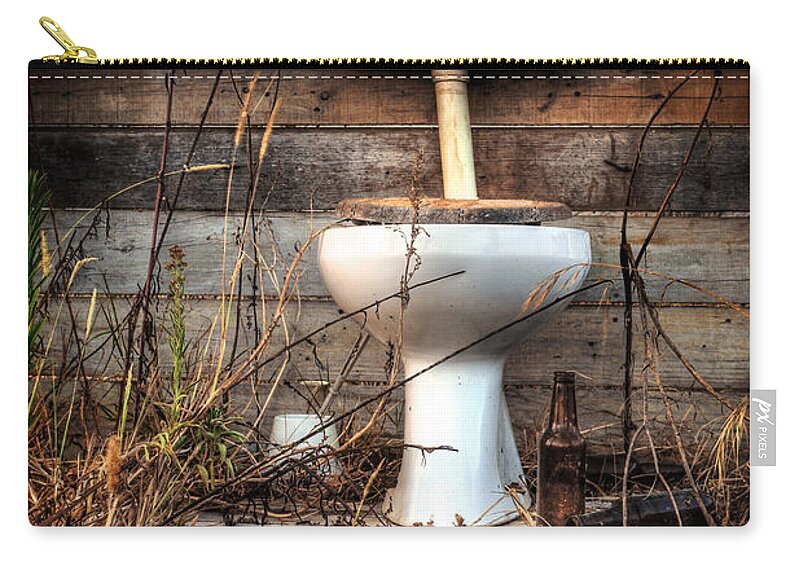Abandoned Zip Pouch featuring the photograph Broken Toilet by Carlos Caetano