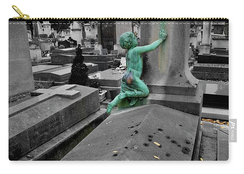 Paris Zip Pouch featuring the photograph Bronze Cherub by Frederic A Reinecke