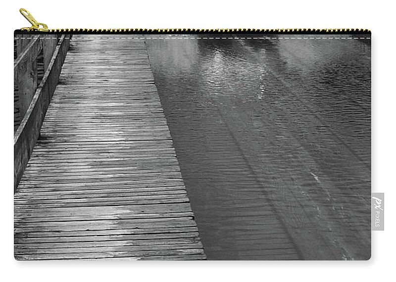 America Zip Pouch featuring the photograph Brookfield, Vt - Floating Bridge BW by Frank Romeo