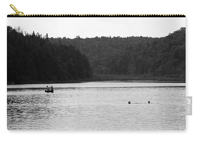America Zip Pouch featuring the photograph Brookfield, Vt - Swimming Hole 2006 BW by Frank Romeo