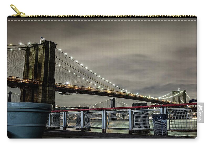 Night Photography Zip Pouch featuring the photograph Brooklyn Manhattan Dockside by Peter J DeJesus