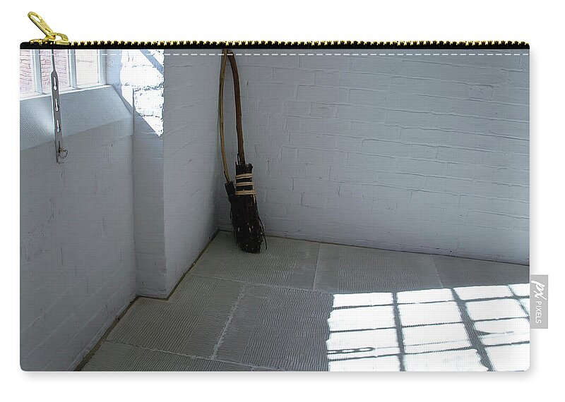Broom Carry-all Pouch featuring the photograph Broom in a corner. by Elena Perelman