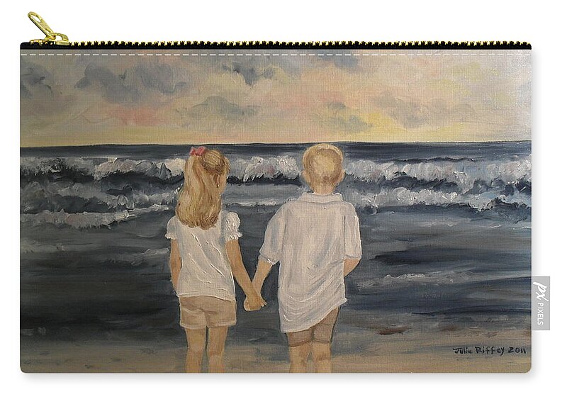 Ocean Zip Pouch featuring the painting Brother and Sister by Julie Brugh Riffey